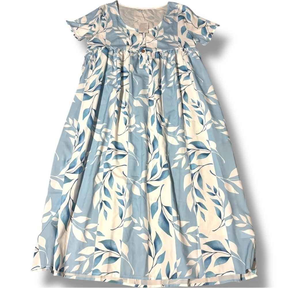 Made With Love Relax Fit Short Sleeve Empire Waist Blue/White Floral Maxi Dress - Picture 15 of 15